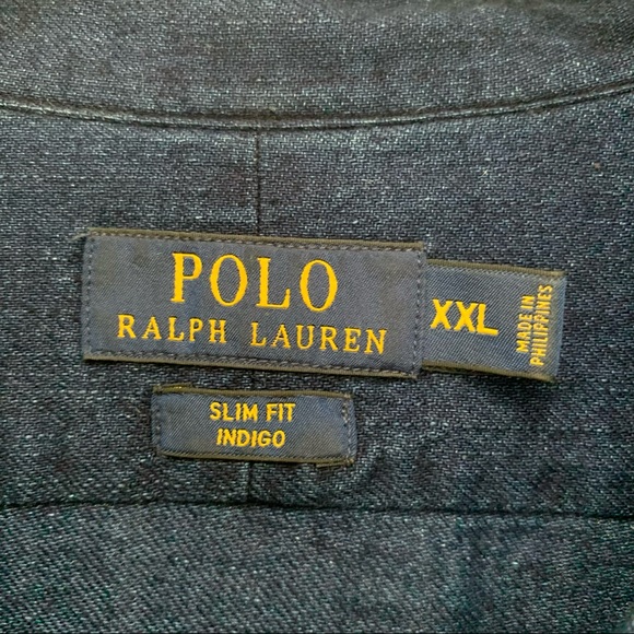Polo Ralph Lauren Mens Denim Long Sleeve Button Up Slim Jean Indigo Shirt XXL - Picture 5 of 5